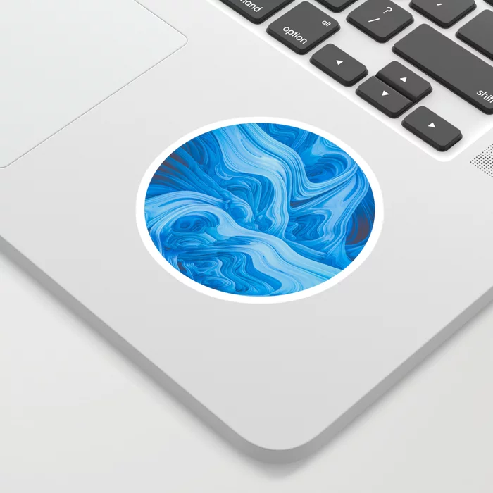 Endless Blue. 3D Abstract Melting Wave Art Stickers